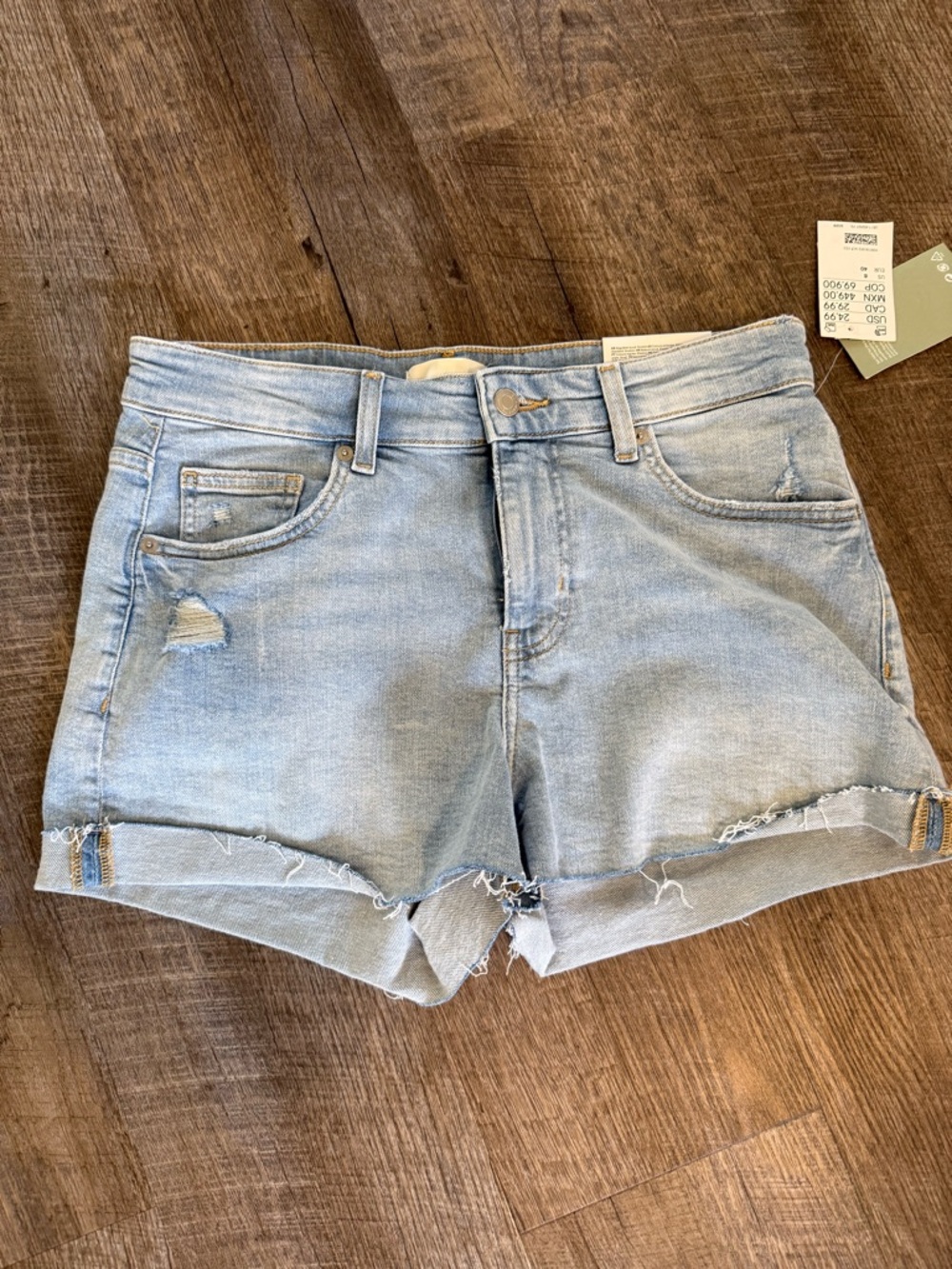 H&M Light Blue Distressed Denim Shorts